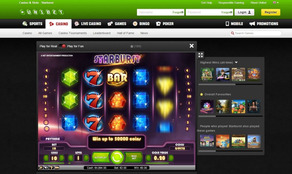 Играть в онлайн казино Unibet